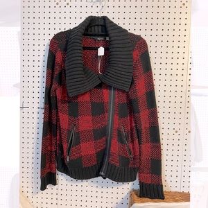 Dex Plaid Knit Zip up Cardigan